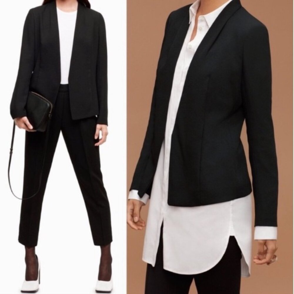 Aritzia Babaton Keith Blazer Jacket Preppy Minimalist Fitted Open Lined Pocket 2